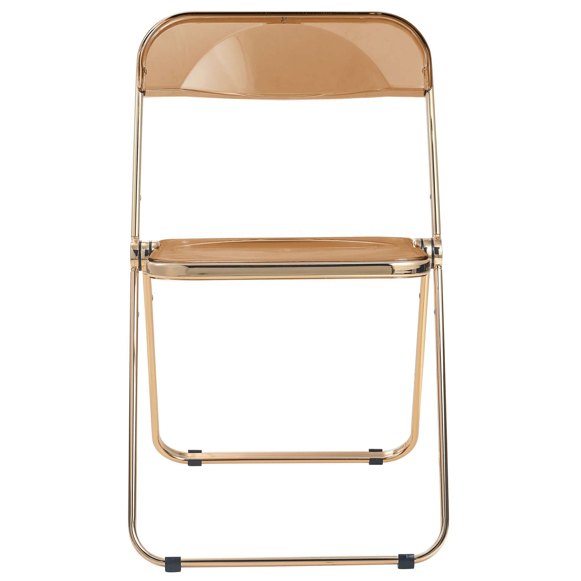 LeisureMod Lawrence Acrylic Folding Chair With Gold Metal Frame, Set of 4 | Dining Chairs | Modishstore - 29