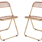 LeisureMod Lawrence Acrylic Folding Chair With Gold Metal Frame, Set of 2 | Dining Chairs | Modishstore - 42