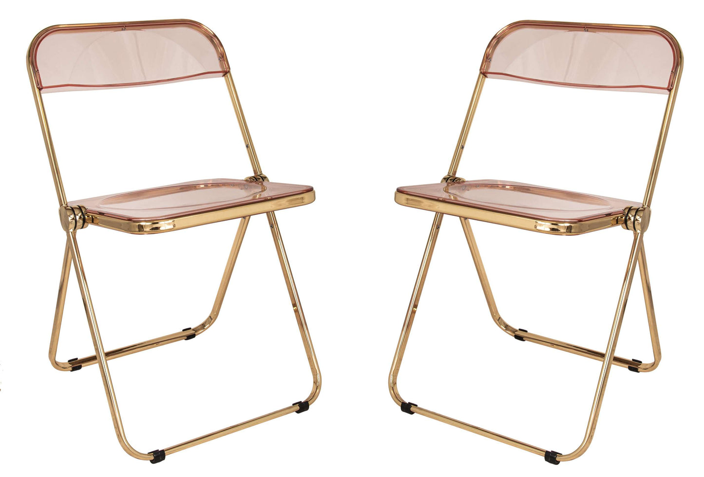 LeisureMod Lawrence Acrylic Folding Chair With Gold Metal Frame, Set of 2 | Dining Chairs | Modishstore - 42
