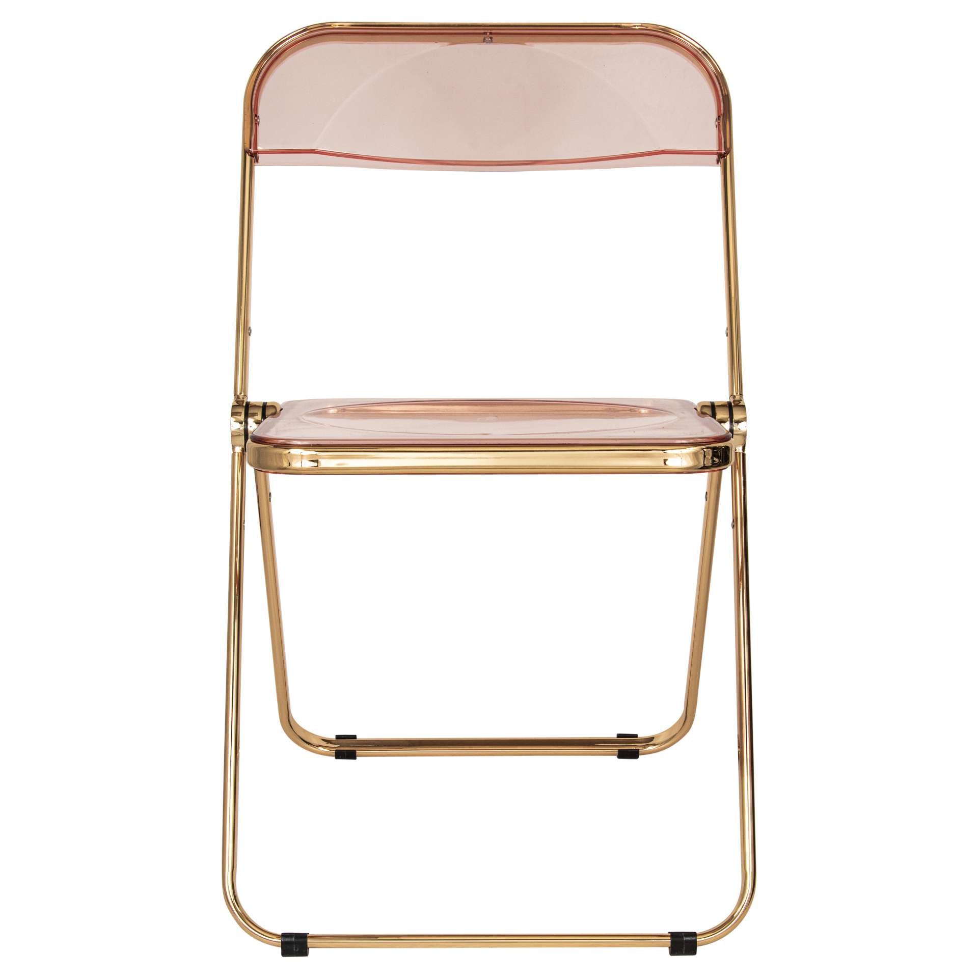 LeisureMod Lawrence Acrylic Folding Chair With Gold Metal Frame, Set of 2 | Dining Chairs | Modishstore - 39