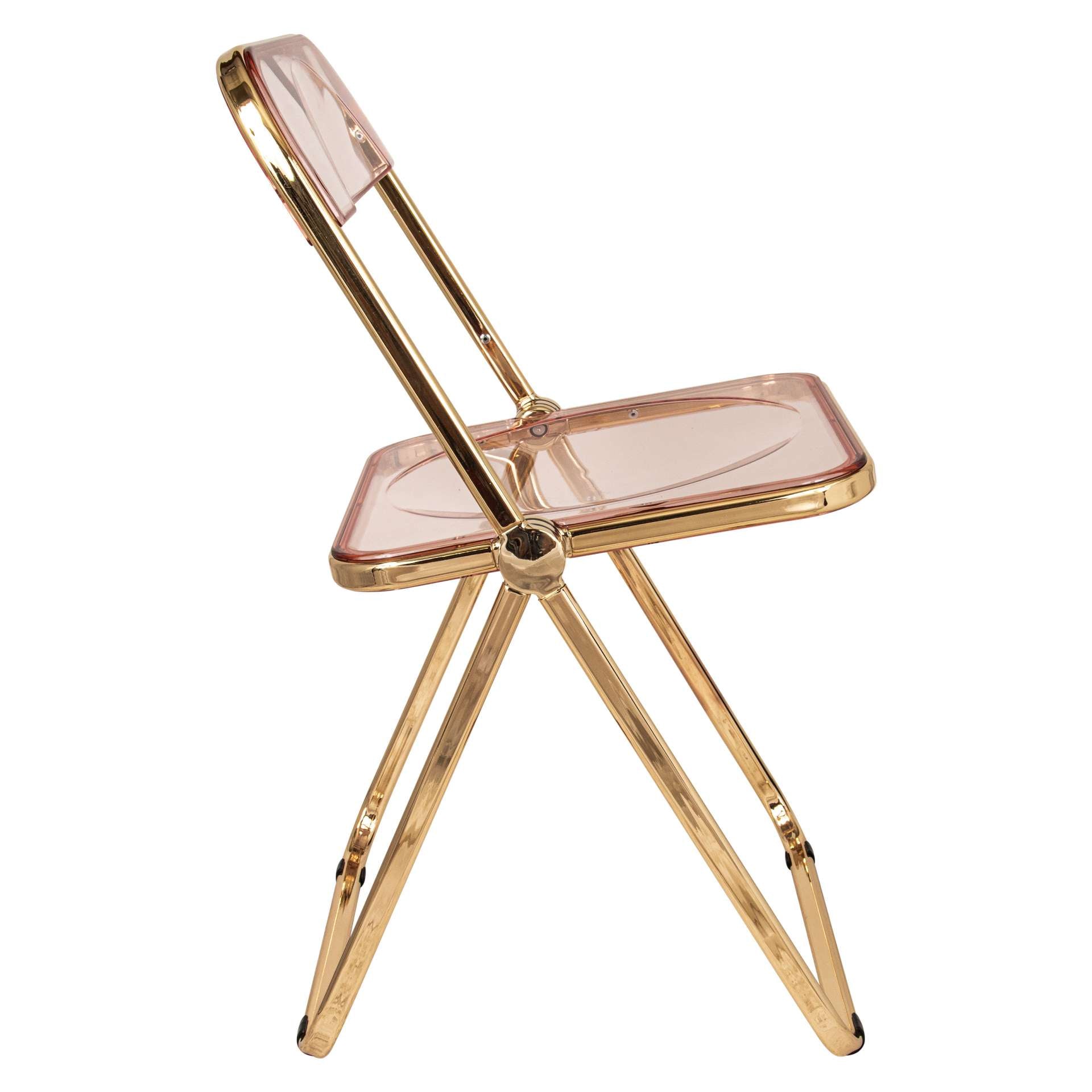 LeisureMod Lawrence Acrylic Folding Chair With Gold Metal Frame, Set of 2 | Dining Chairs | Modishstore - 37