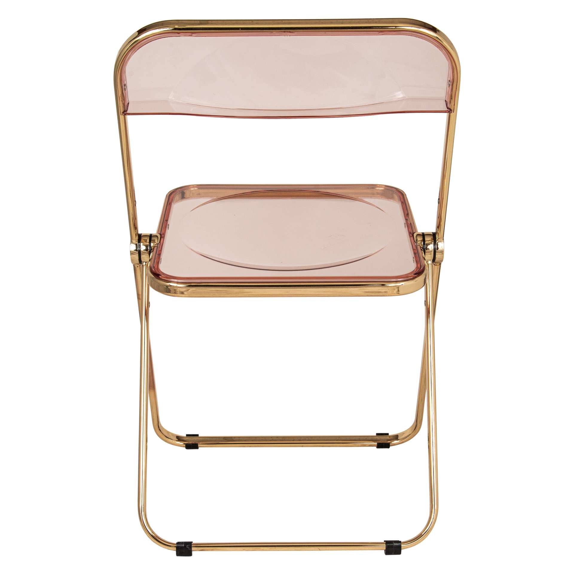 LeisureMod Lawrence Acrylic Folding Chair With Gold Metal Frame, Set of 2 | Dining Chairs | Modishstore - 36