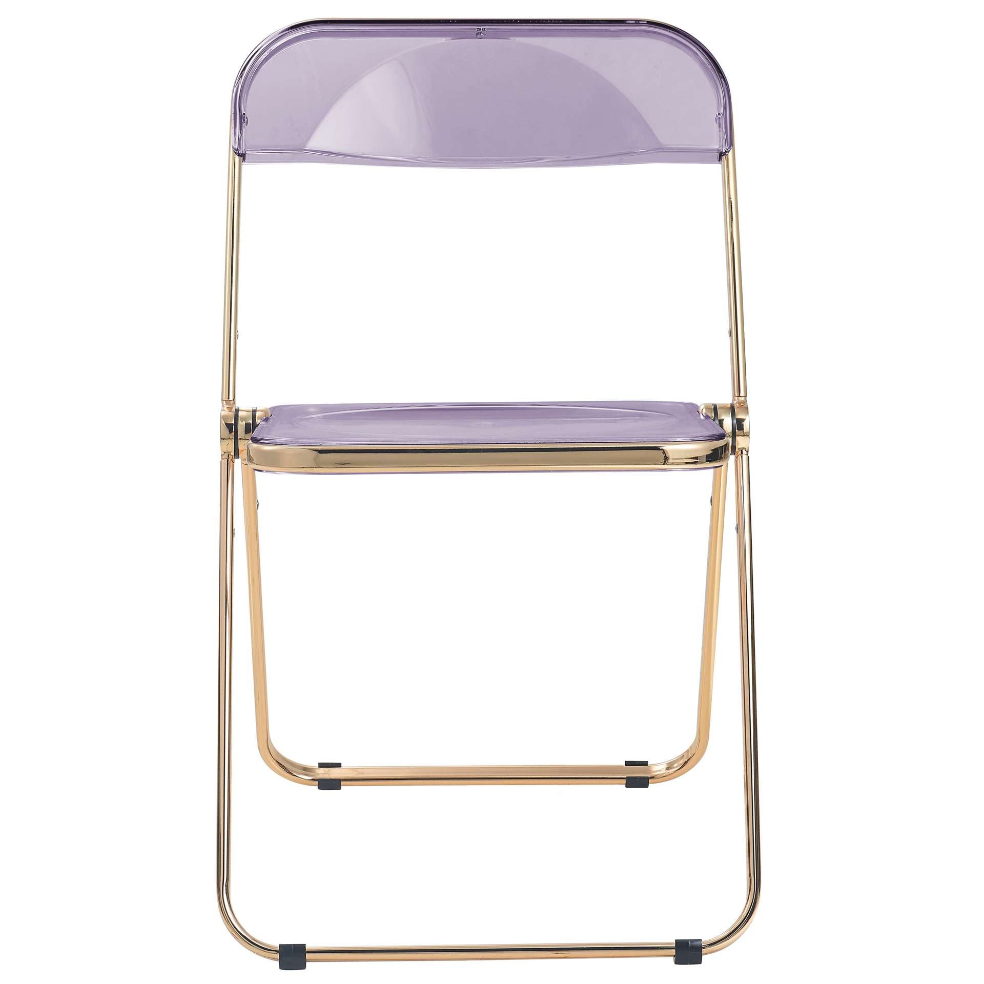 LeisureMod Lawrence Acrylic Folding Chair With Gold Metal Frame, Set of 2 | Dining Chairs | Modishstore - 49