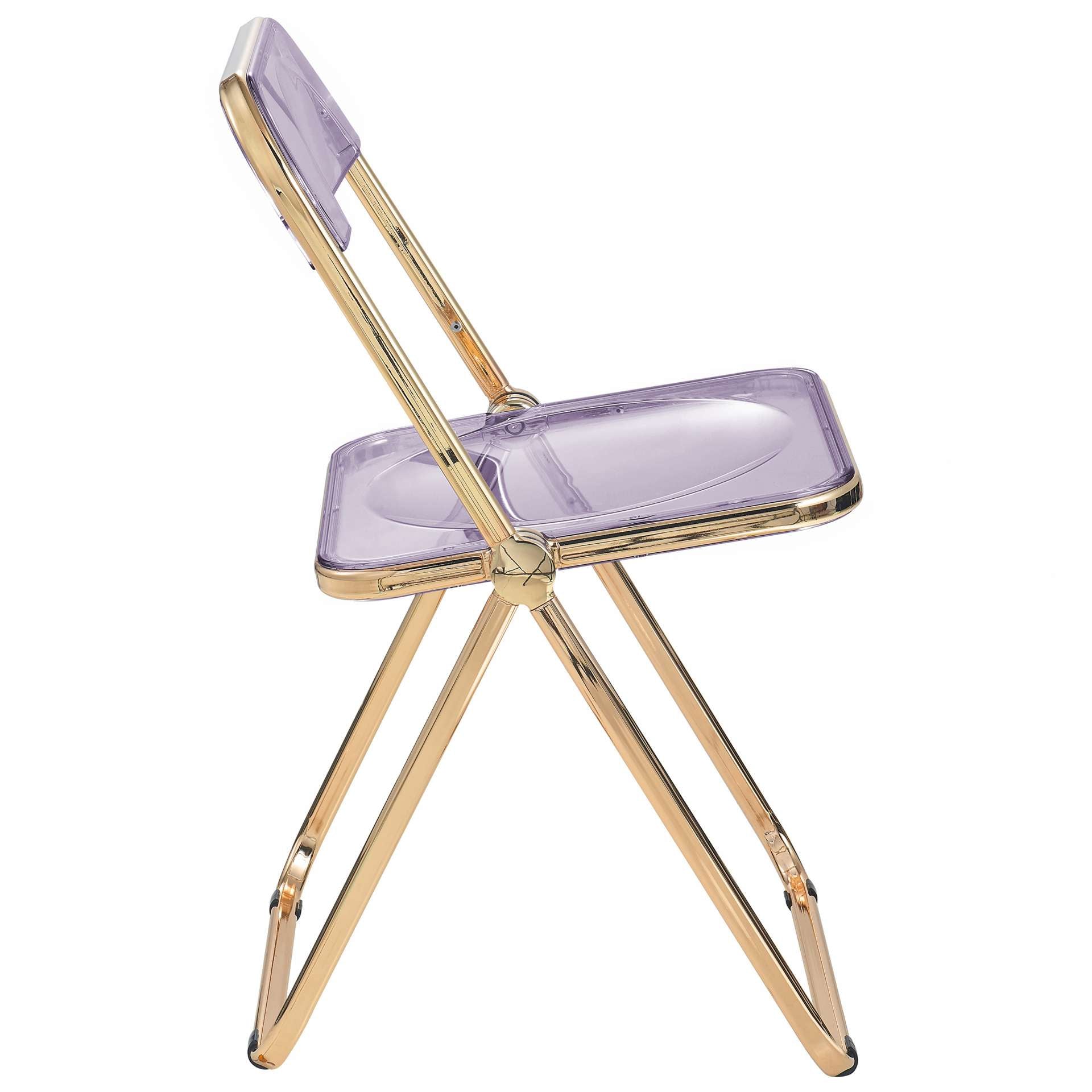 LeisureMod Lawrence Acrylic Folding Chair With Gold Metal Frame | Dining Chairs | Modishstore - 38
