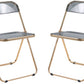 LeisureMod Lawrence Acrylic Folding Chair With Gold Metal Frame, Set of 2 | Dining Chairs | Modishstore - 63