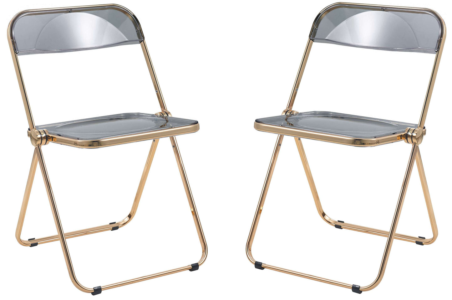 LeisureMod Lawrence Acrylic Folding Chair With Gold Metal Frame, Set of 2 | Dining Chairs | Modishstore - 63