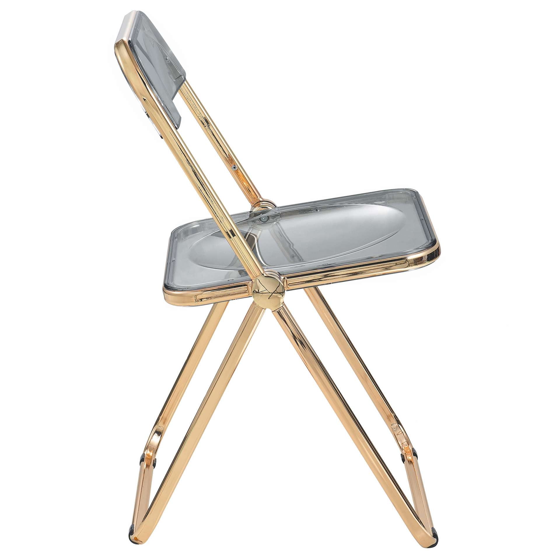 LeisureMod Lawrence Acrylic Folding Chair With Gold Metal Frame, Set of 2 | Dining Chairs | Modishstore - 58