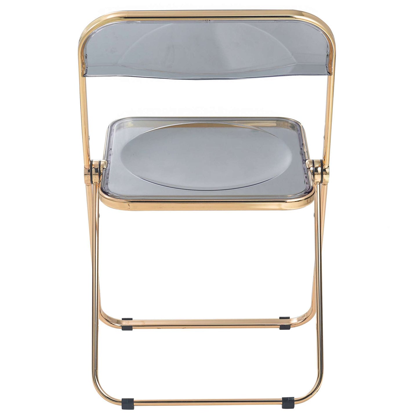 LeisureMod Lawrence Acrylic Folding Chair With Gold Metal Frame, Set of 2 | Dining Chairs | Modishstore - 59
