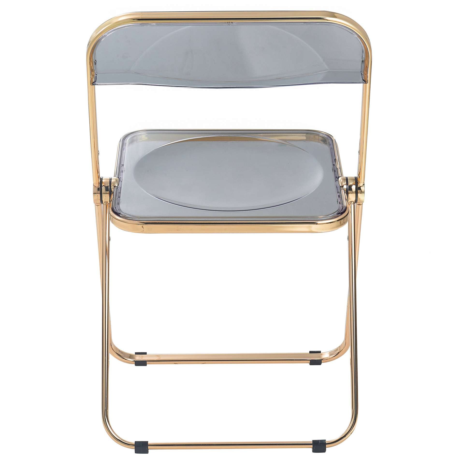 LeisureMod Lawrence Acrylic Folding Chair With Gold Metal Frame, Set of 2 | Dining Chairs | Modishstore - 59