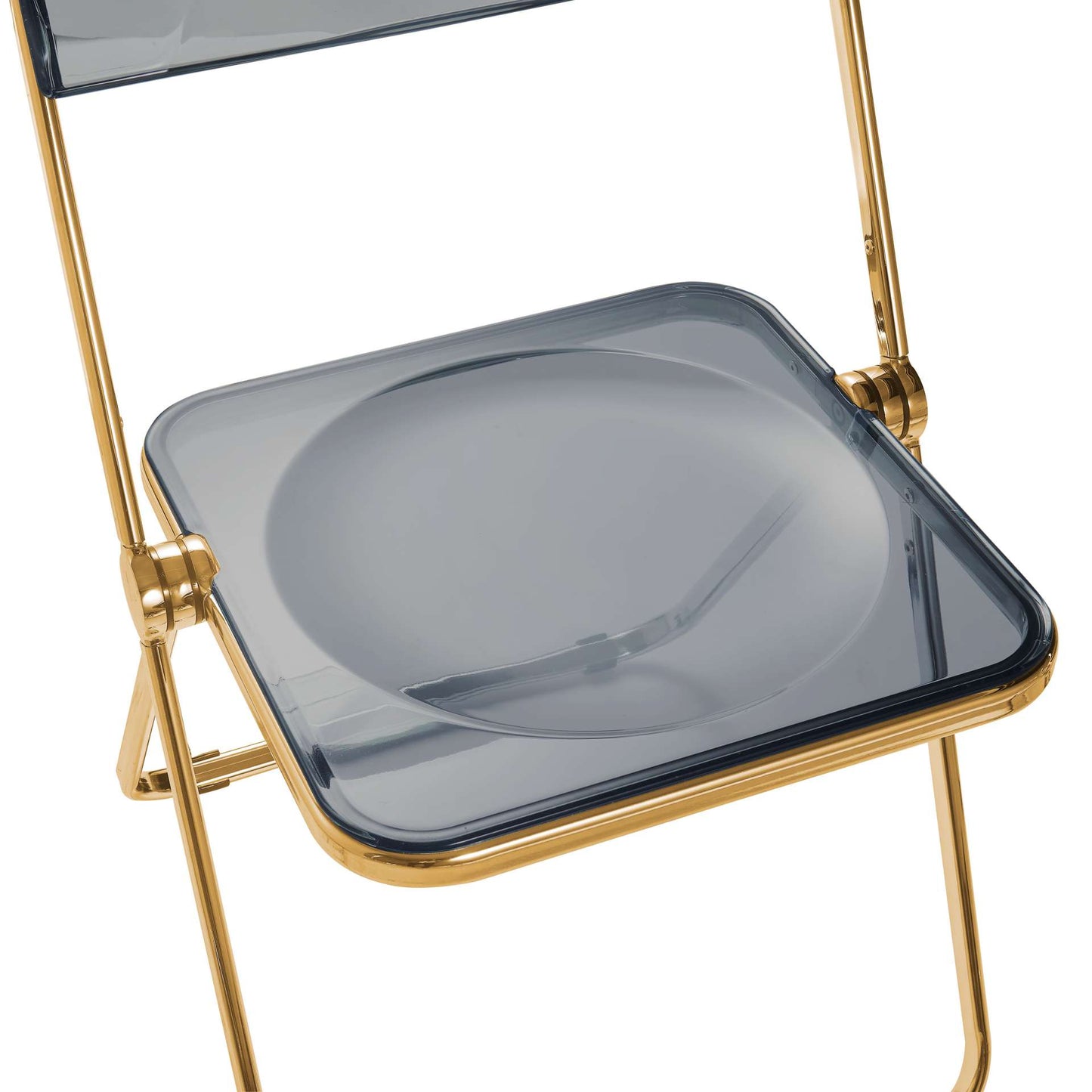 LeisureMod Lawrence Acrylic Folding Chair With Gold Metal Frame, Set of 2 | Dining Chairs | Modishstore - 64