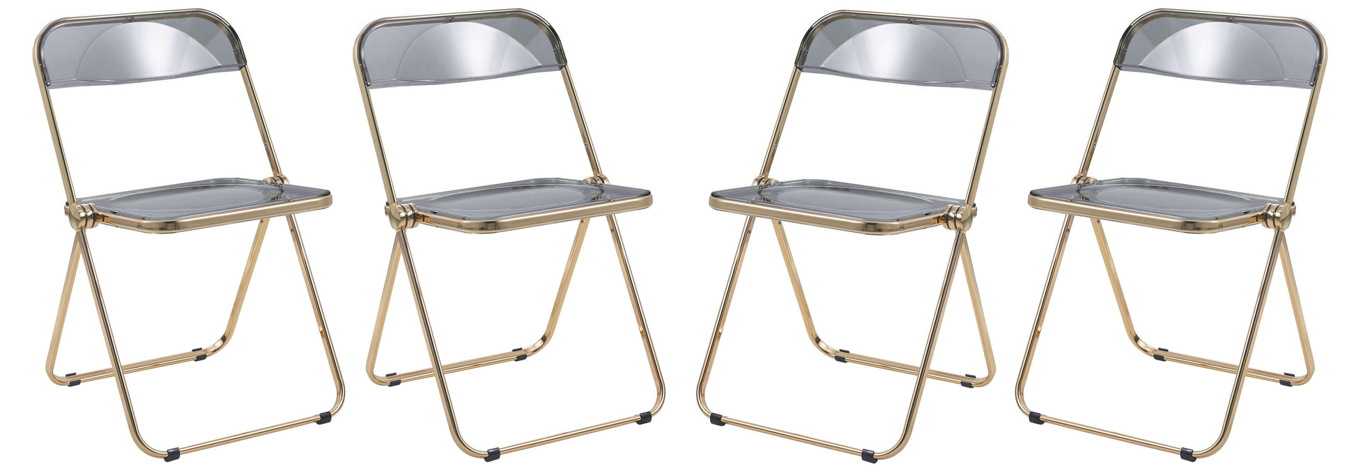 LeisureMod Lawrence Acrylic Folding Chair With Gold Metal Frame, Set of 4 | Dining Chairs | Modishstore - 66