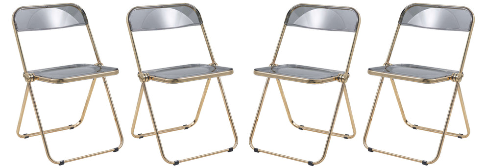 LeisureMod Lawrence Acrylic Folding Chair With Gold Metal Frame, Set of 4 | Dining Chairs | Modishstore - 66