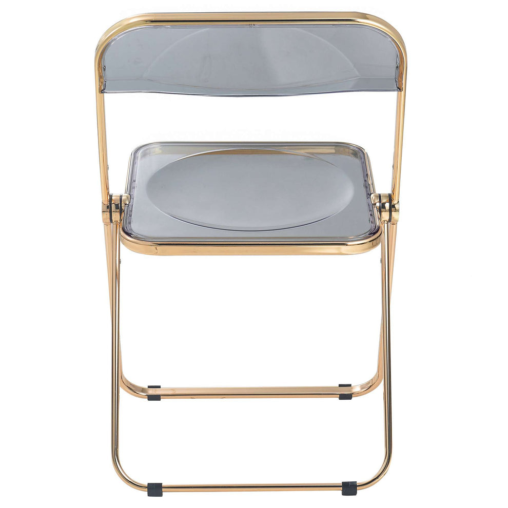 LeisureMod Lawrence Acrylic Folding Chair With Gold Metal Frame, Set of 4 | Dining Chairs | Modishstore - 61