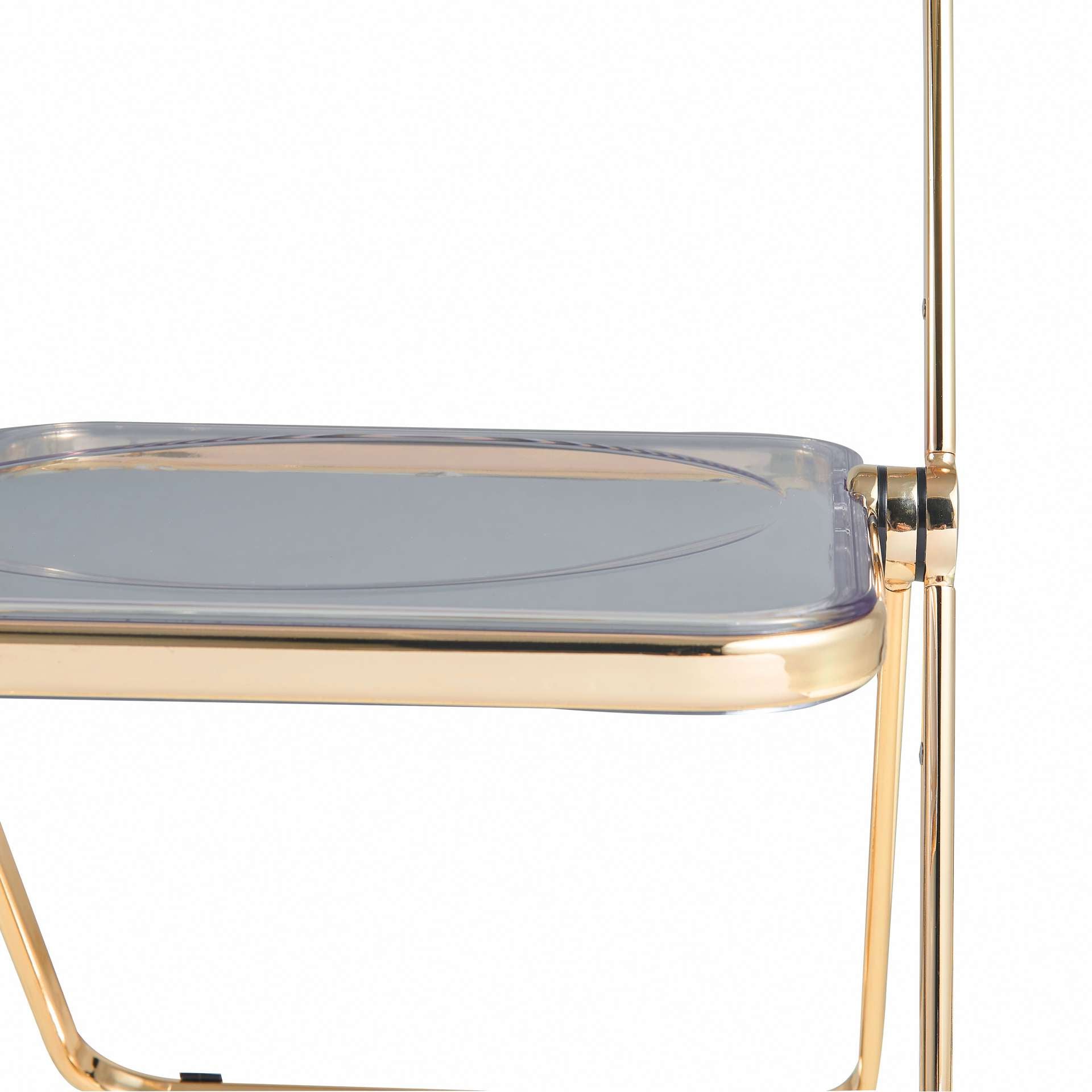 LeisureMod Lawrence Acrylic Folding Chair With Gold Metal Frame | Dining Chairs | Modishstore - 46