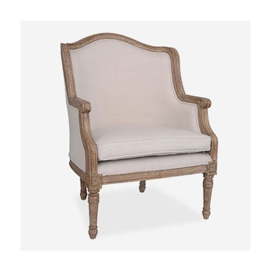 (LS) Lilly Mahogany Upholstered chair - Cream linen fabric by Jeffan | Accent Chairs | Modishstore