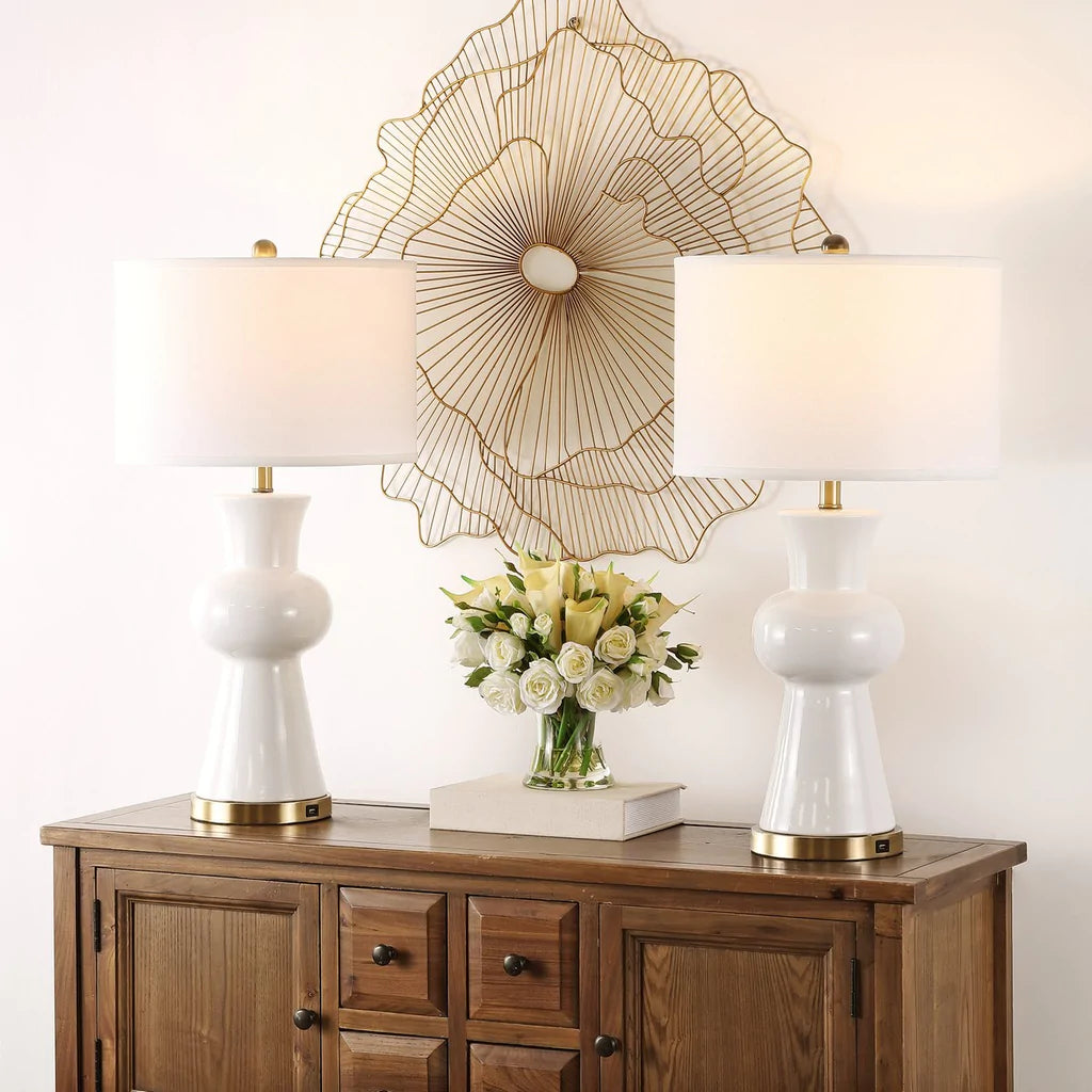 Safavieh Lola 30 Inch H Column Lamp Set Of 2 White Modish Store