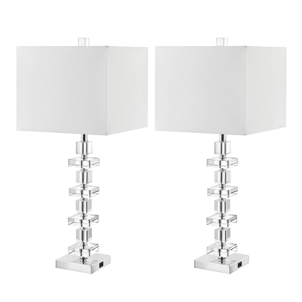Safavieh Deco Crystal, 28.5 Inch, Crystal, Table Lamp Set Of 2 W/ Usb Port? Set Of 2 - Clear | Table Lamps | Modishstore - 3