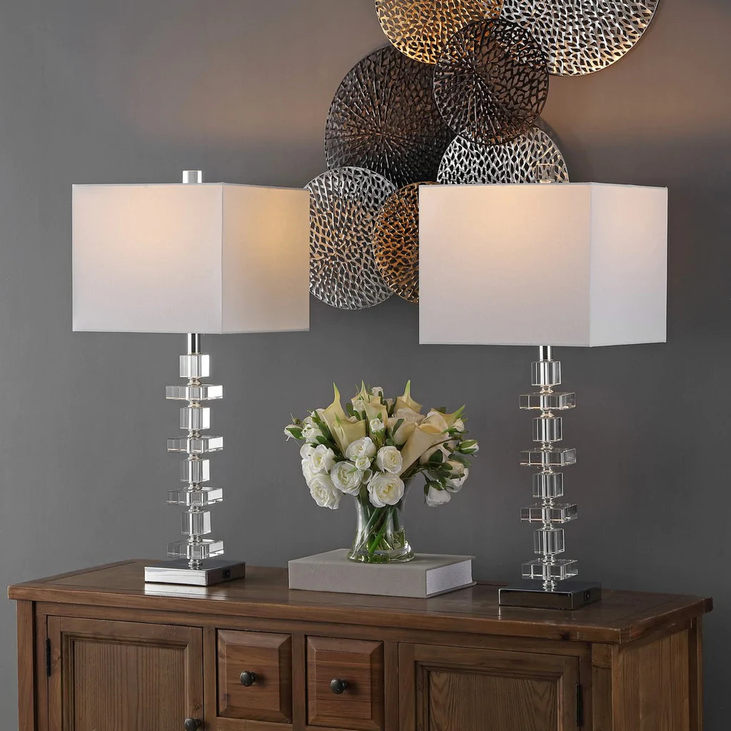 Safavieh Deco Crystal, 28.5 Inch, Crystal, Table Lamp Set Of 2 W/ Usb Port? Set Of 2 - Clear | Table Lamps | Modishstore