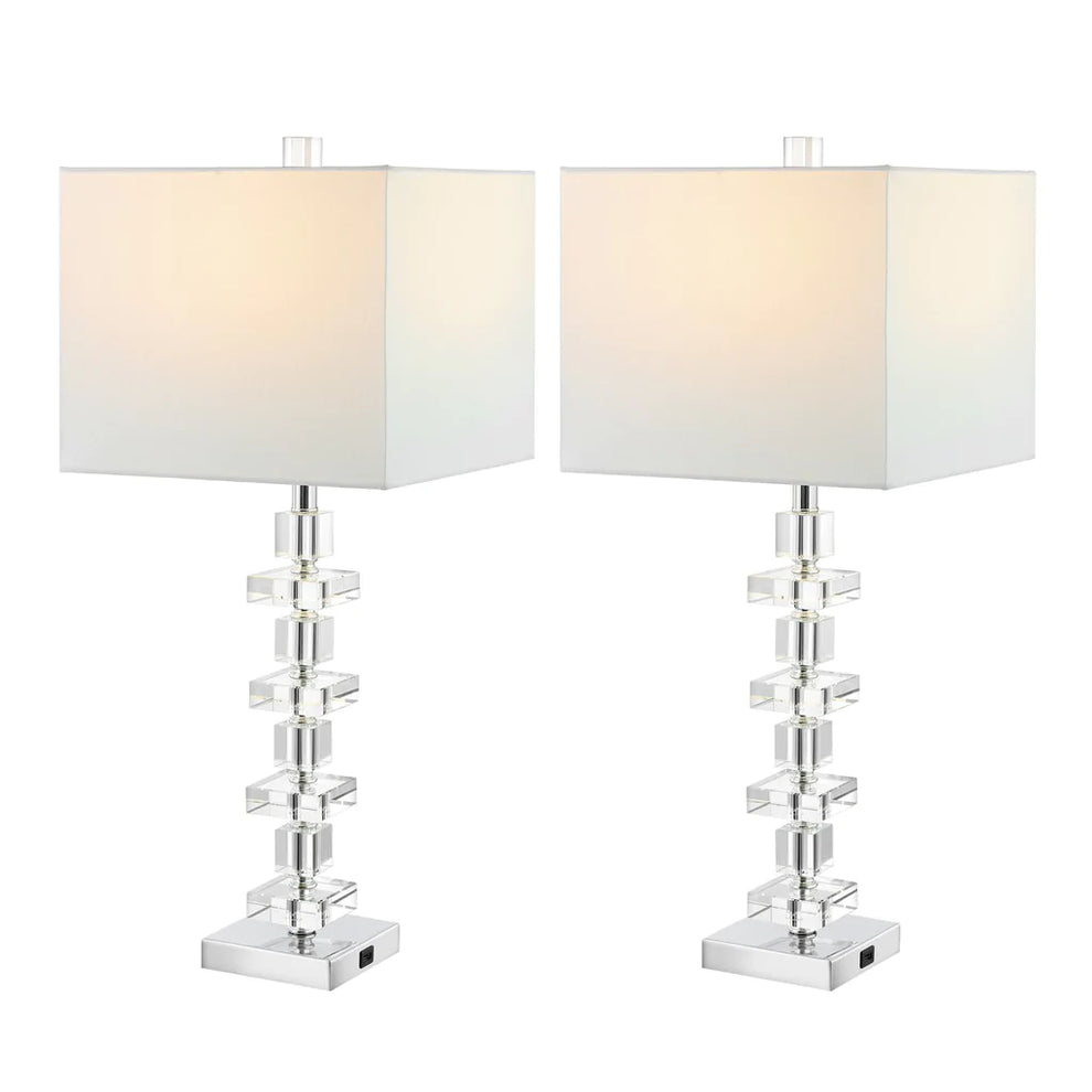 Safavieh Deco Crystal, 28.5 Inch, Crystal, Table Lamp Set Of 2 W/ Usb Port? Set Of 2 - Clear | Table Lamps | Modishstore - 4