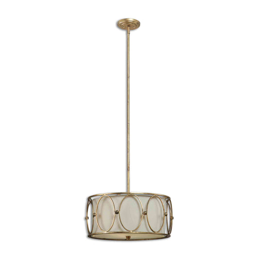 Uttermost Ovala 3 Light Gold Drum Pendant | Pendant Lamps | Modishstore