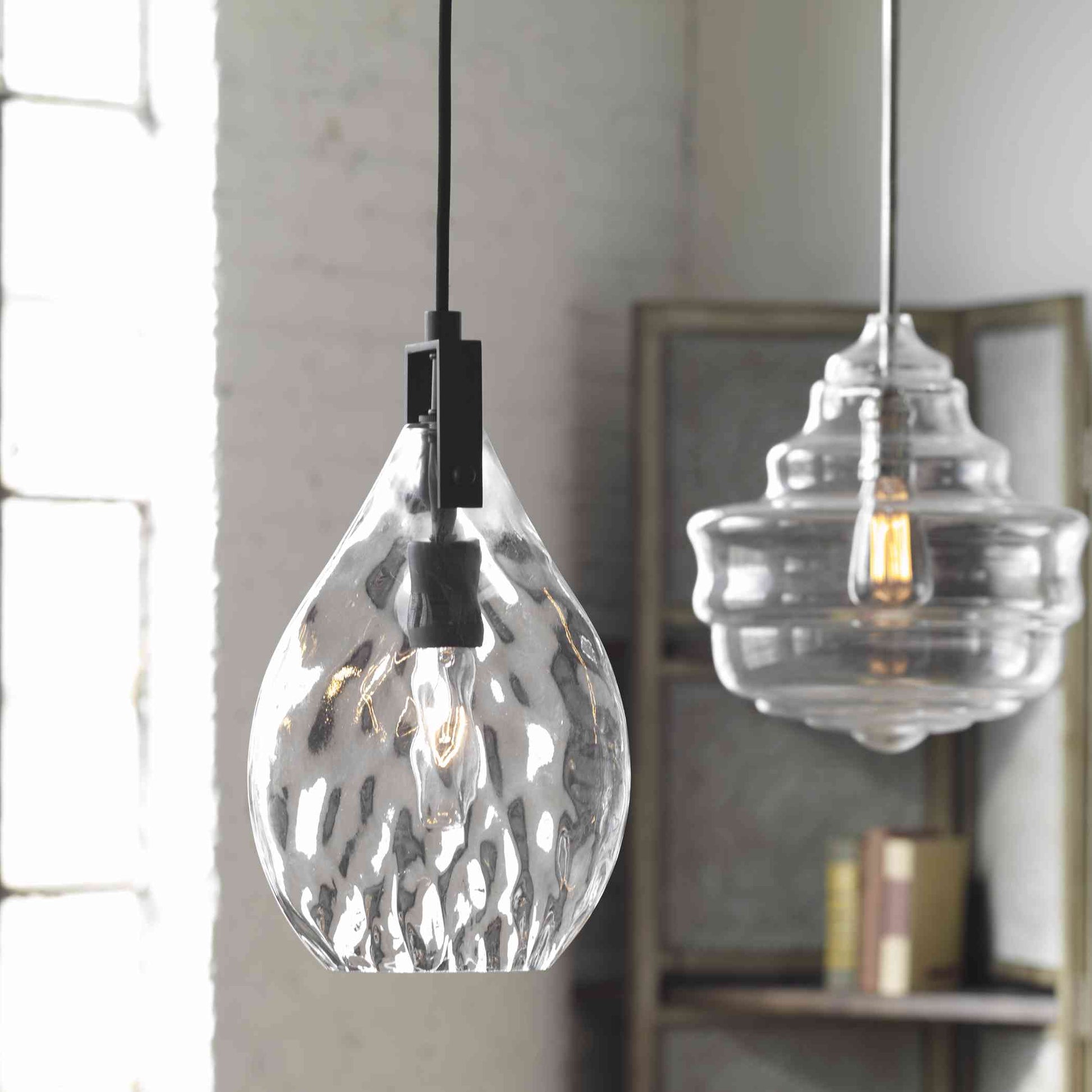 Uttermost Campester 1 Light Watered Glass Mini Pendant | Pendant Lamps | Modishstore - 4