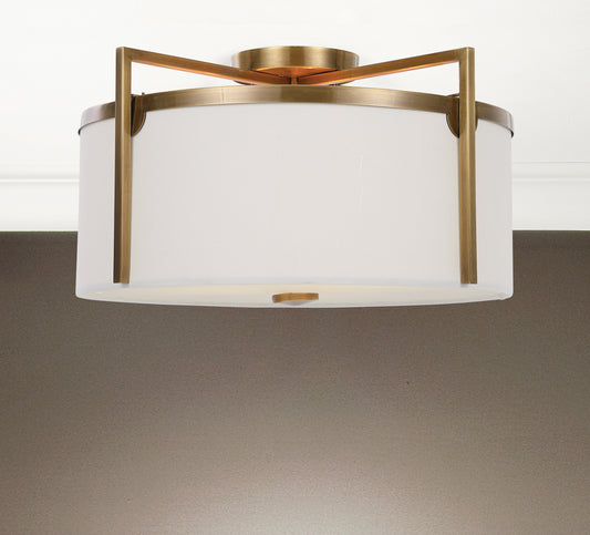 Uttermost Colfax Brass 3 Light Semi Flush | Modishstore | Ceiling Lamps