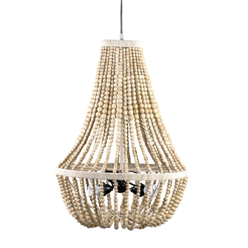 Juliet Collapsible Chandelier with Wooden Beads by Jeffan | Chandeliers | Modishstore