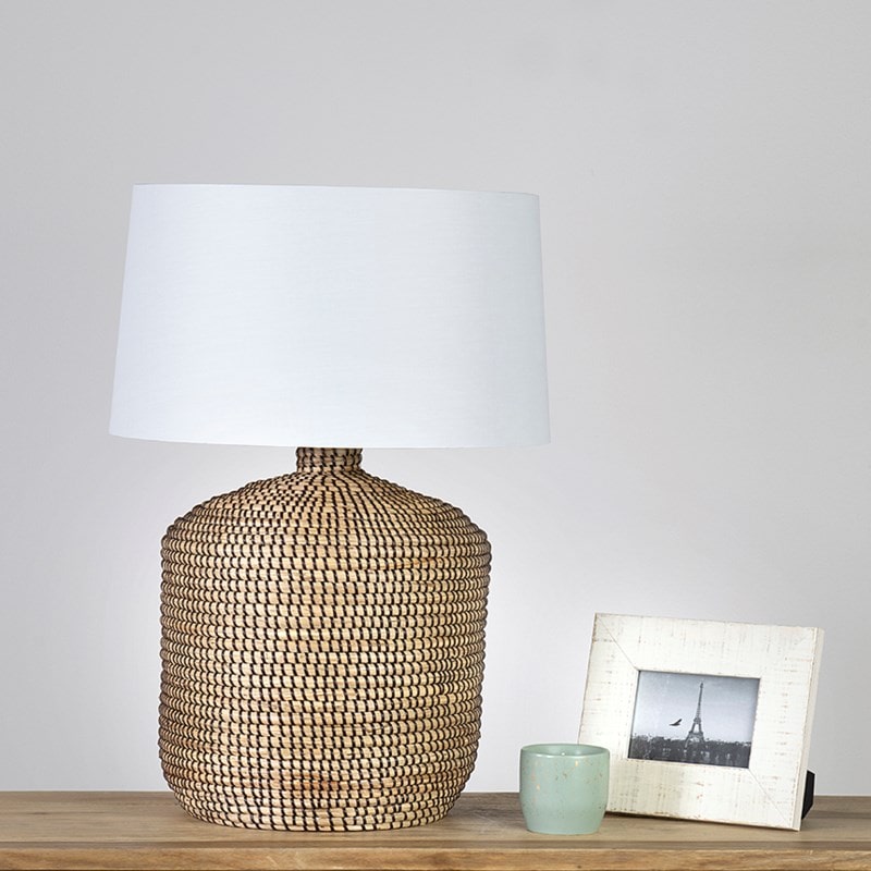 Lulie Seagrass/Coarse Linen Table Lamp by Jeffan | Table Lamps | Modishstore - 5