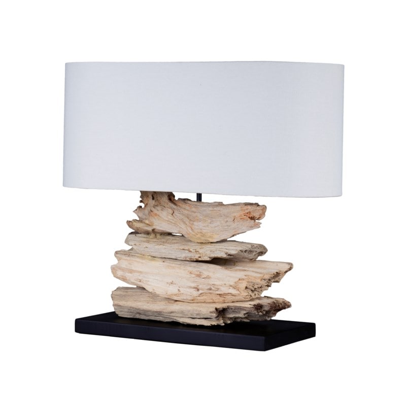 Alder Recycled Teak Table Lamp With Oval Shade by Jeffan | Table Lamps | Modishstore