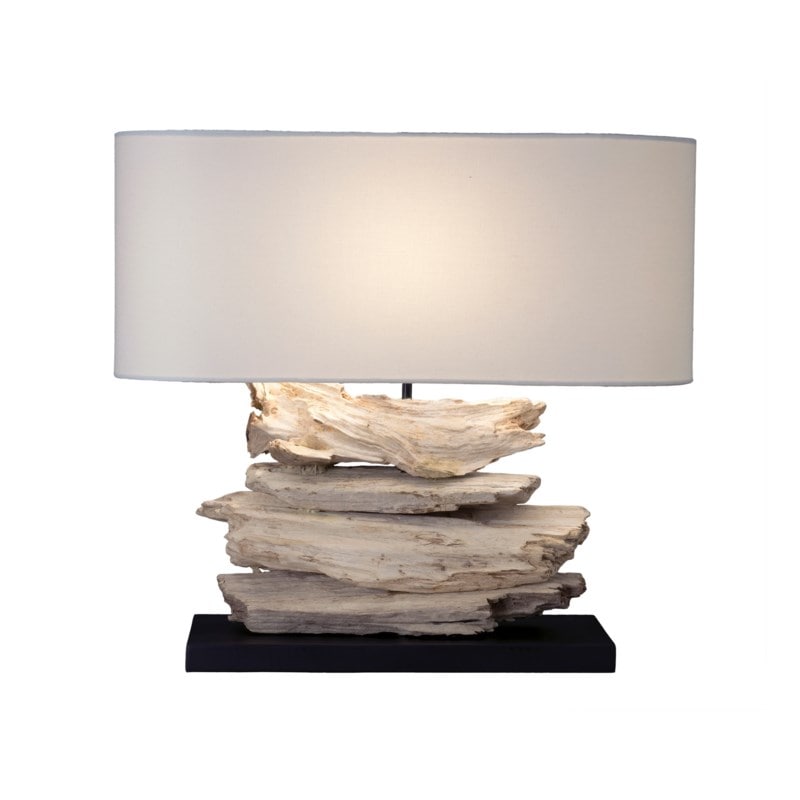 Alder Recycled Teak Table Lamp With Oval Shade by Jeffan | Table Lamps | Modishstore - 2