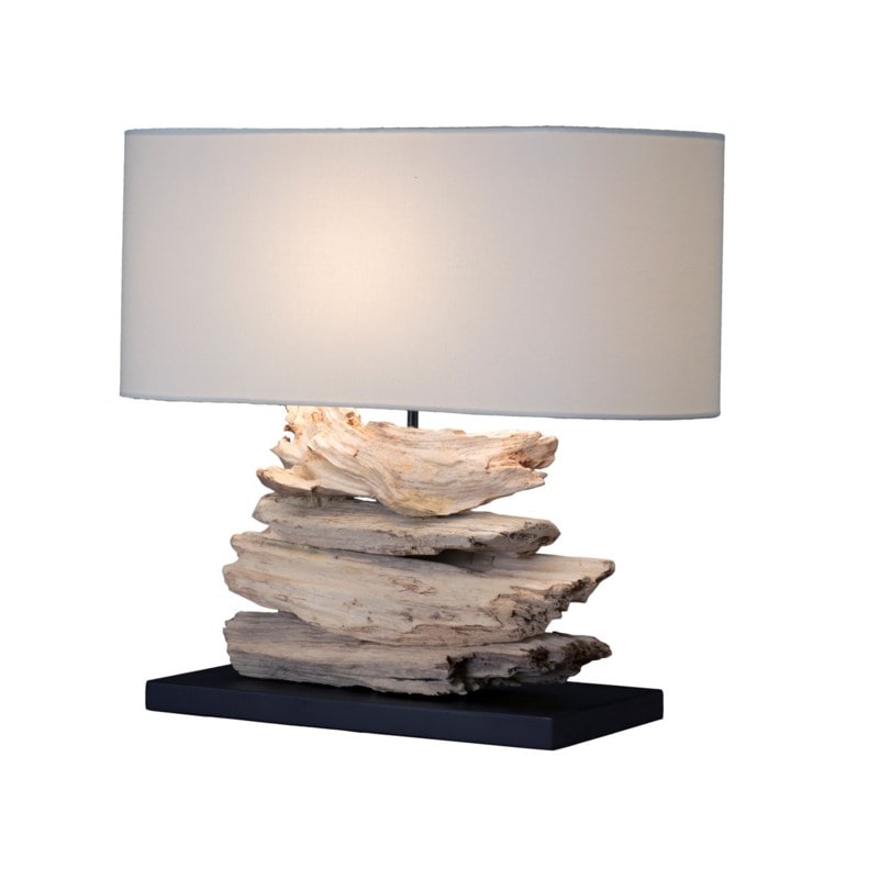 Alder Recycled Teak Table Lamp With Oval Shade by Jeffan | Table Lamps | Modishstore - 3