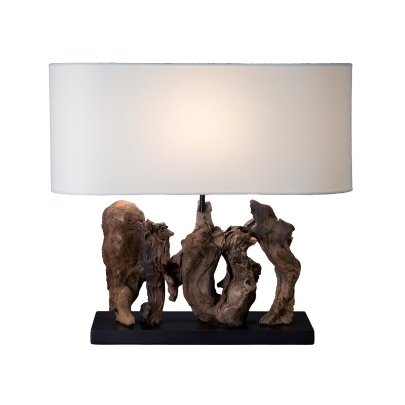 20"H Earth Driftwood Linen Table Lamp with Oval Shade by Jeffan | Table Lamps | Modishstore - 2