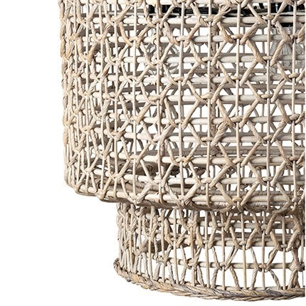 Double Barrel Hand Woven Natural Rope Chandelier-White Wash by Jeffan | Chandeliers | Modishstore - 2