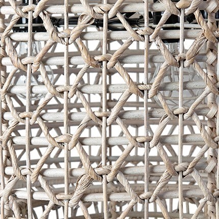 Double Barrel Hand Woven Natural Rope Chandelier-White Wash by Jeffan | Chandeliers | Modishstore - 3