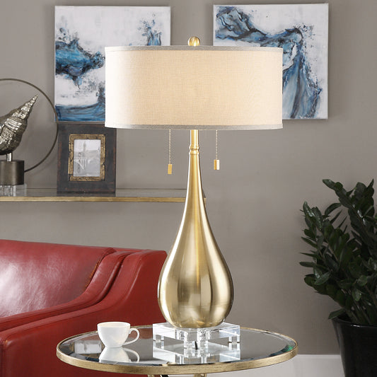 Uttermost Lagrima Brushed Brass Lamp | Modishstore | Table Lamps