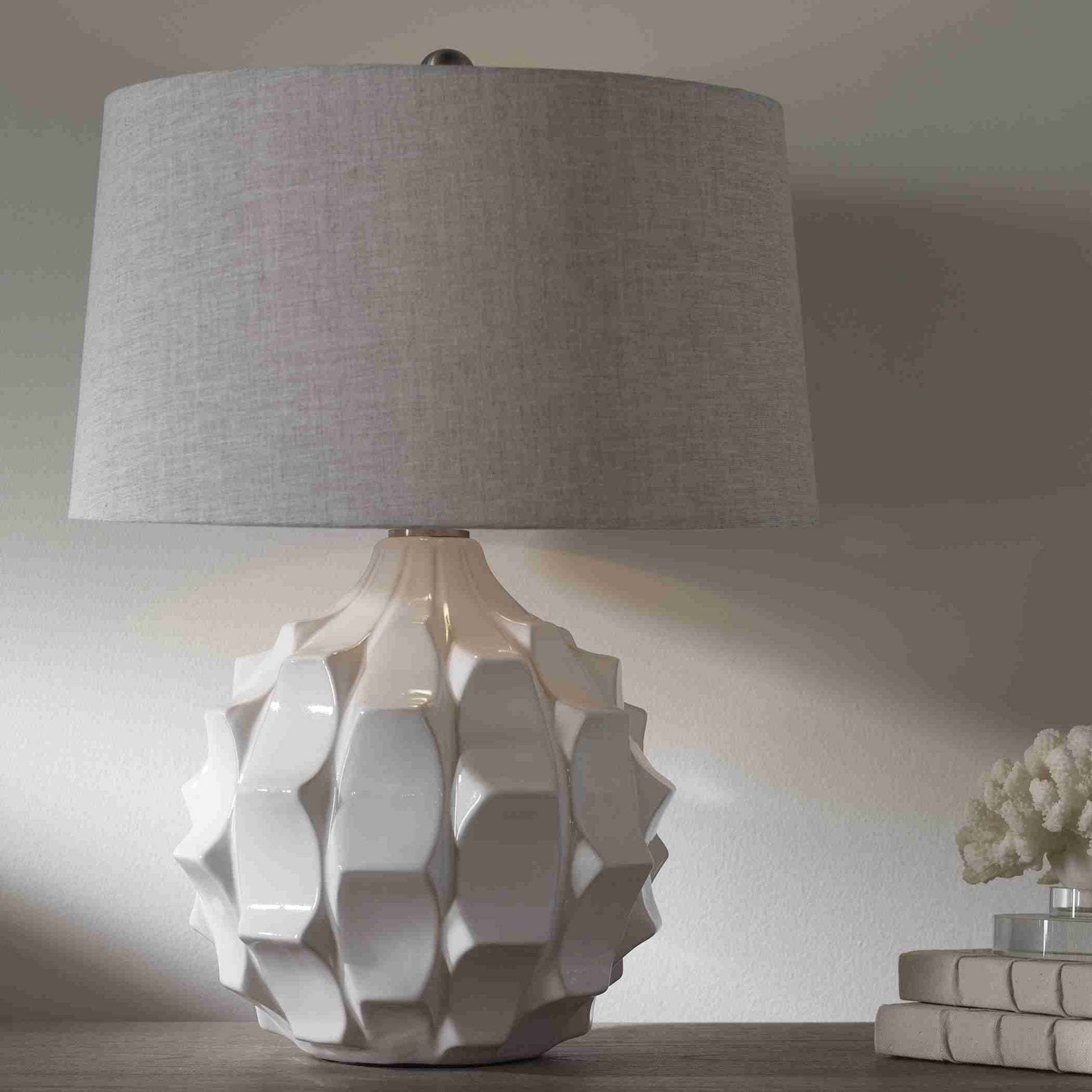 Uttermost Guerina Scalloped White Lamp | Table Lamps | Modishstore - 2