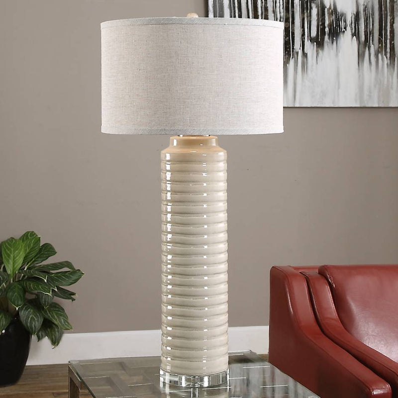 Uttermost Yana Ribbed Cylinder Lamp | Modishstore | Table Lamps