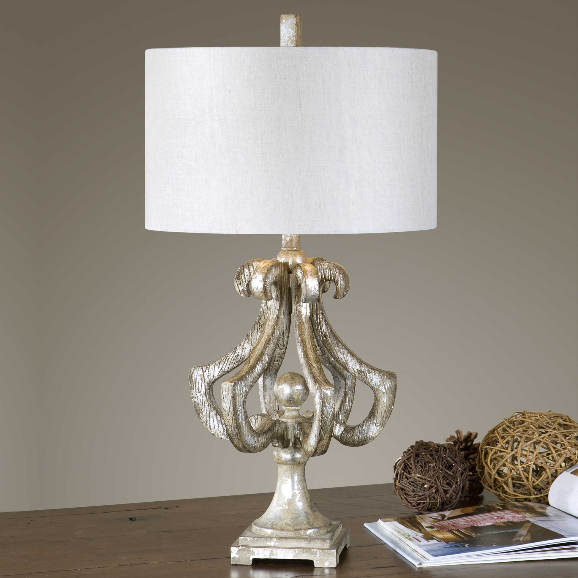 Uttermost Vinadio Distressed Silver Table Lamp | Modishstore | Table Lamps