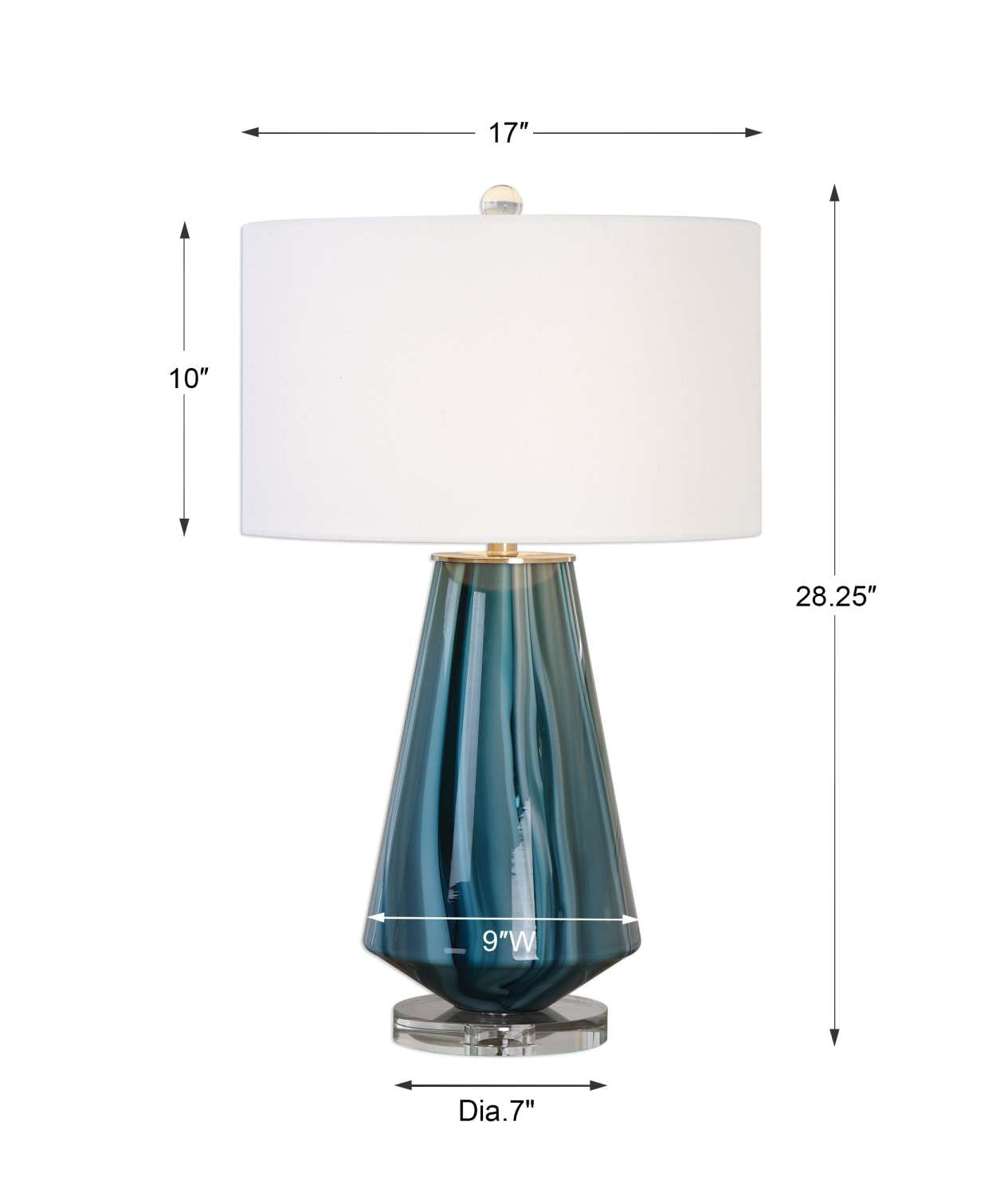 Uttermost Pescara Teal-Gray Glass Lamp | Table Lamps | Modishstore - 3