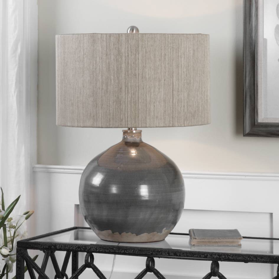Uttermost Vardenis Gray Ceramic Lamp | Modishstore | Table Lamps