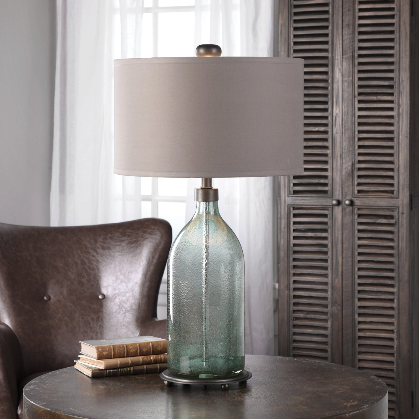 Uttermost Massana Gray Glass Table Lamp | Modishstore | Table Lamps