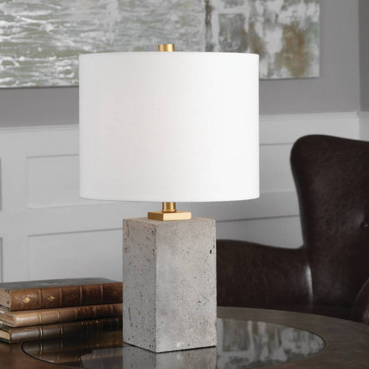 Uttermost Drexel Concrete Block Lamp | Modishstore | Table Lamps