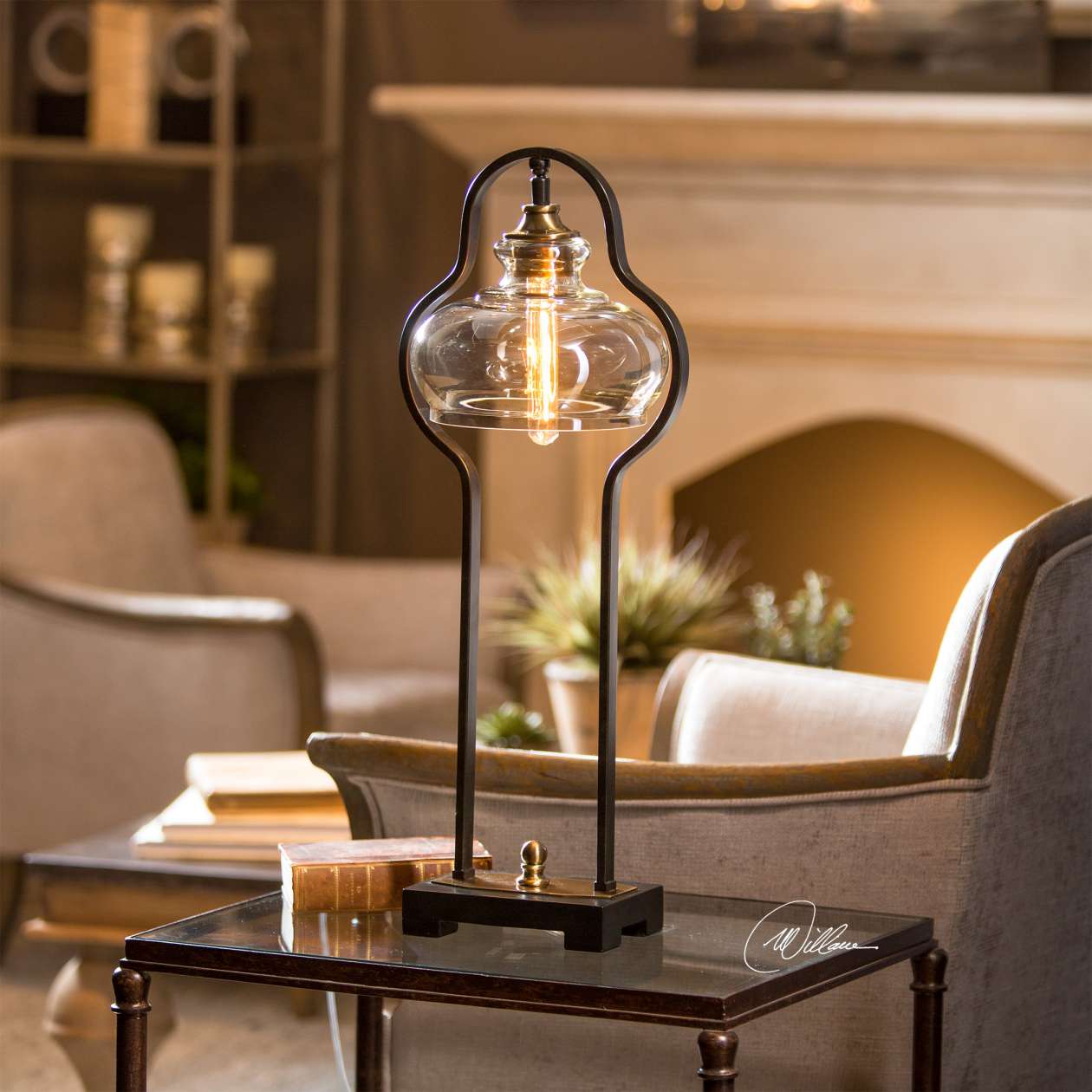 Uttermost Cotulla Aged Black Desk Lamp | Table Lamps | Modishstore