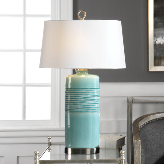 Uttermost Rila Distressed Teal Table Lamp | Modishstore | Table Lamps
