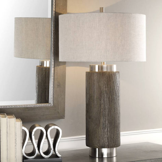 Uttermost Cheraw Wood Cylinder Lamp | Modishstore | Table Lamps