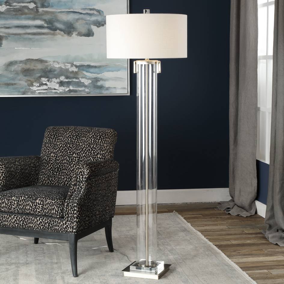 Uttermost Monette Tall Cylinder Floor Lamp | Modishstore | Floor Lamps