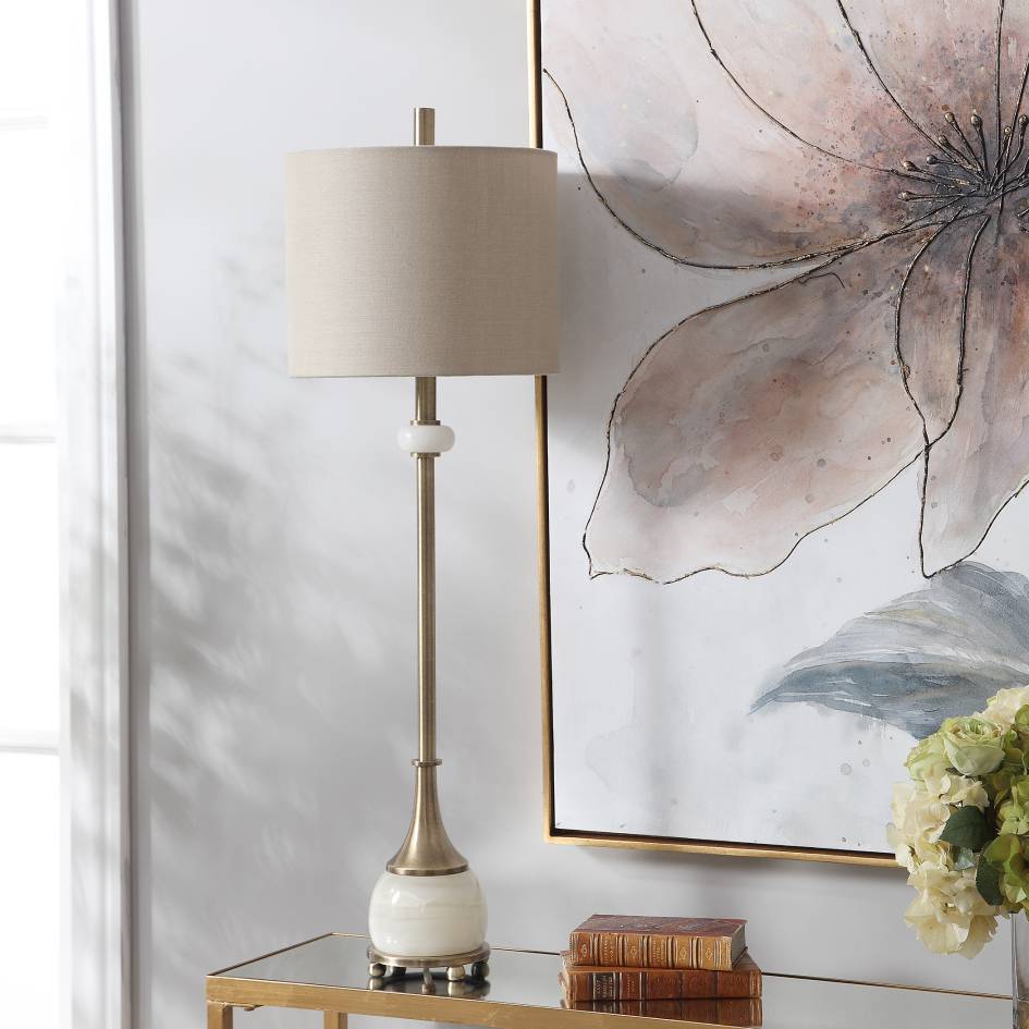 Uttermost Natania Plated Brass Buffet Lamp | Modishstore | Table Lamps-7