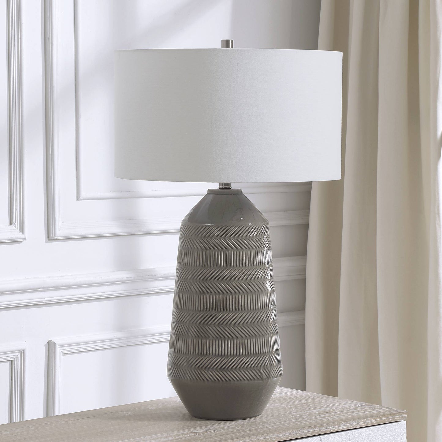 Uttermost Rewind Gray Table Lamp | Modishstore | Table Lamps