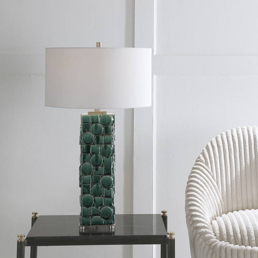 Uttermost Geometry Green Table Lamp | Modishstore | Table Lamps