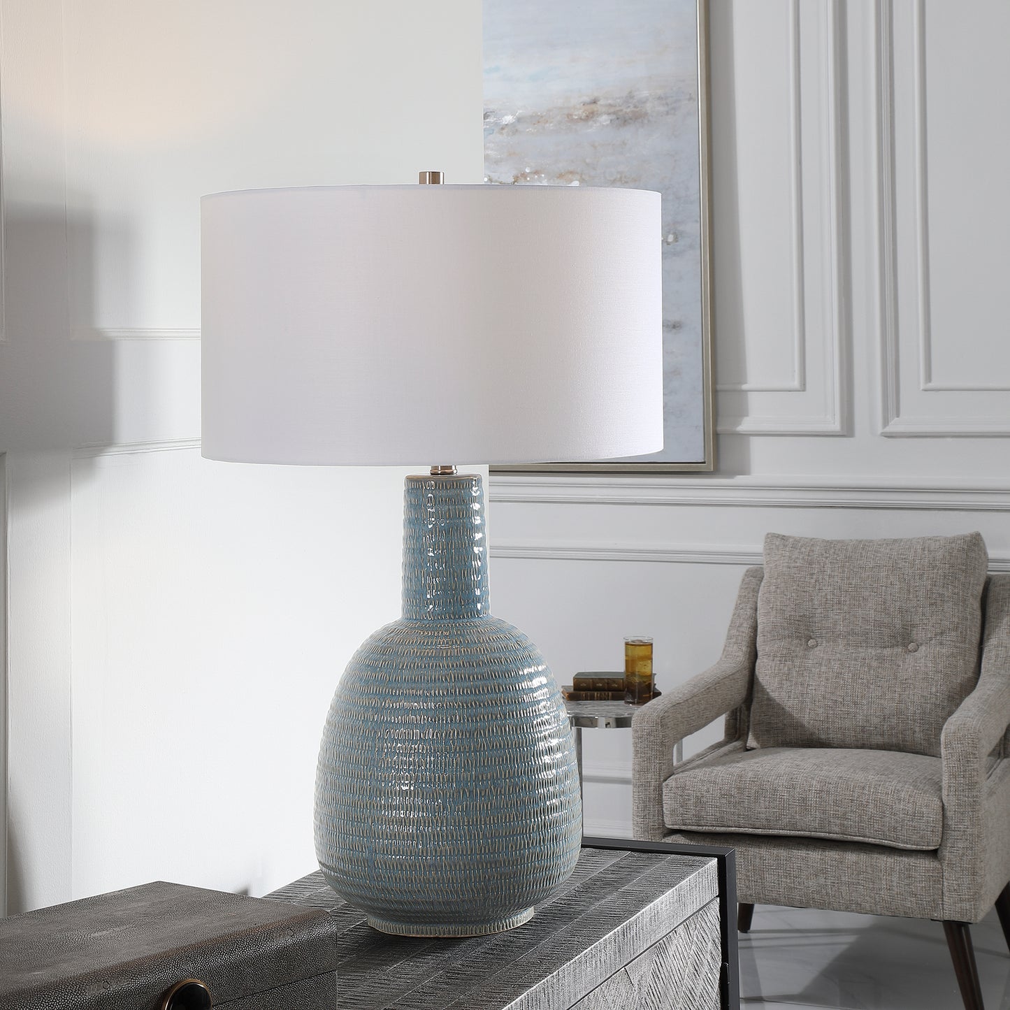 Uttermost Delta Light Aqua Table Lamp | Modishstore | Table Lamps
